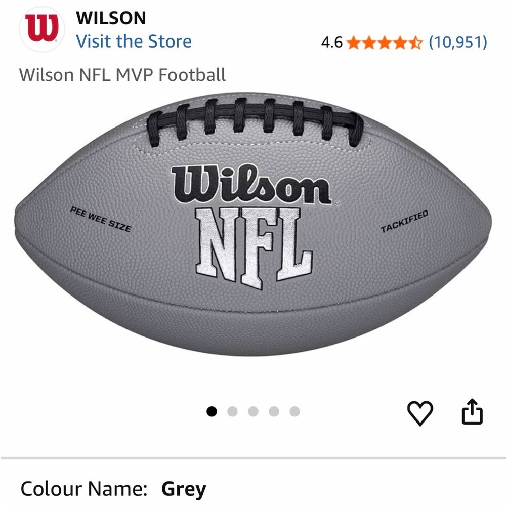 Wilson Grey Pee Wee NFL Football with Black Laces